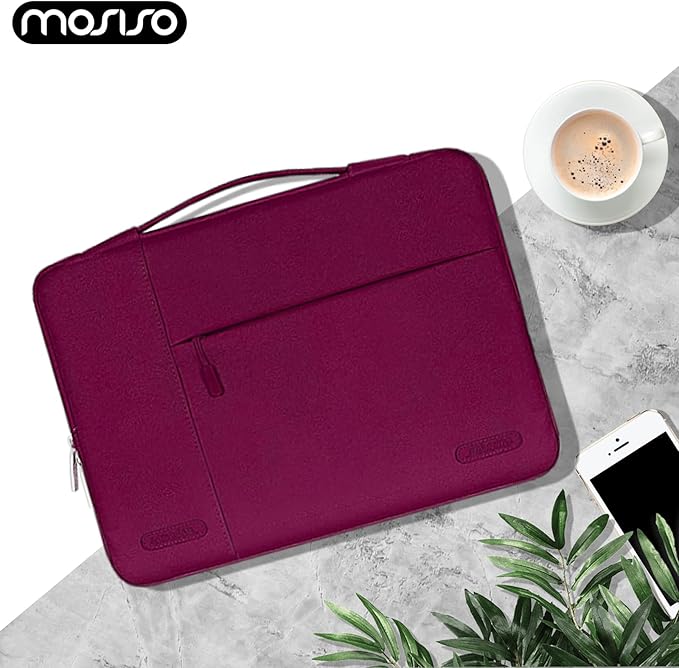 MOSISO Laptop Case 13.3 inch, 13-13.3 inch Laptop Sleeve with Handle Compatible with MacBook Air/Pro 13/Pro 14 M5 M4 M3 M2 M1,HP Dell ASUS Lenovo, Polyester Multifunctional Computer Bag, Burgundy