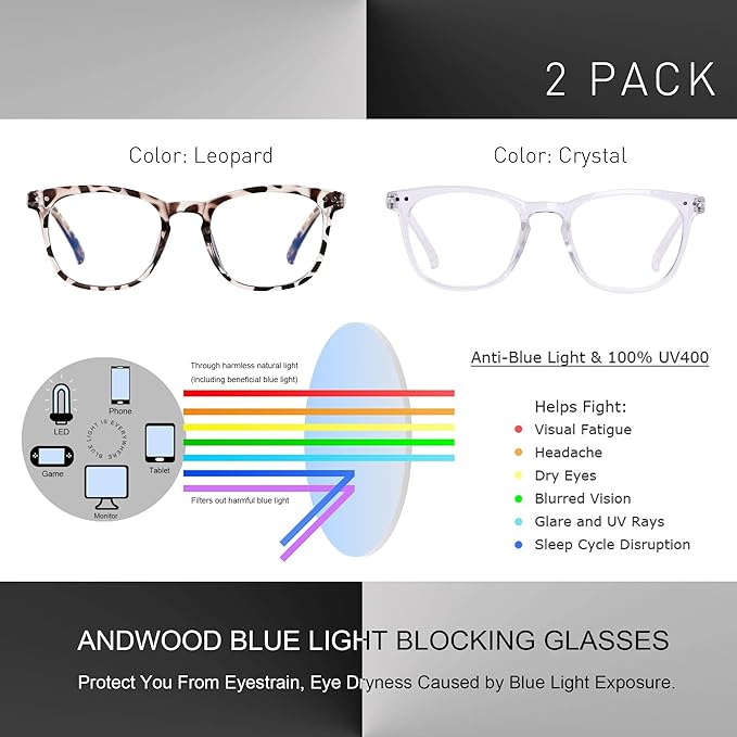 ANDWOOD Blue Light Blocking Glasses Women Men Computer Small Face Clear Bluelight Blocker Eyeglasses Frame