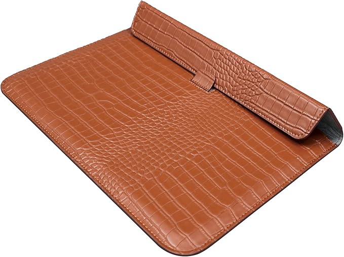 Protective Slim Portable Laptop Sleeve 13-13.6 Inch Crocodile PU Leather Case for MacBook Neo 13 A18 Pro A3404 Air 13 Pro 13 M5 A3449 M4 A3240 M3 M2 M1, for HP Dell Microsoft Notebook, Brown