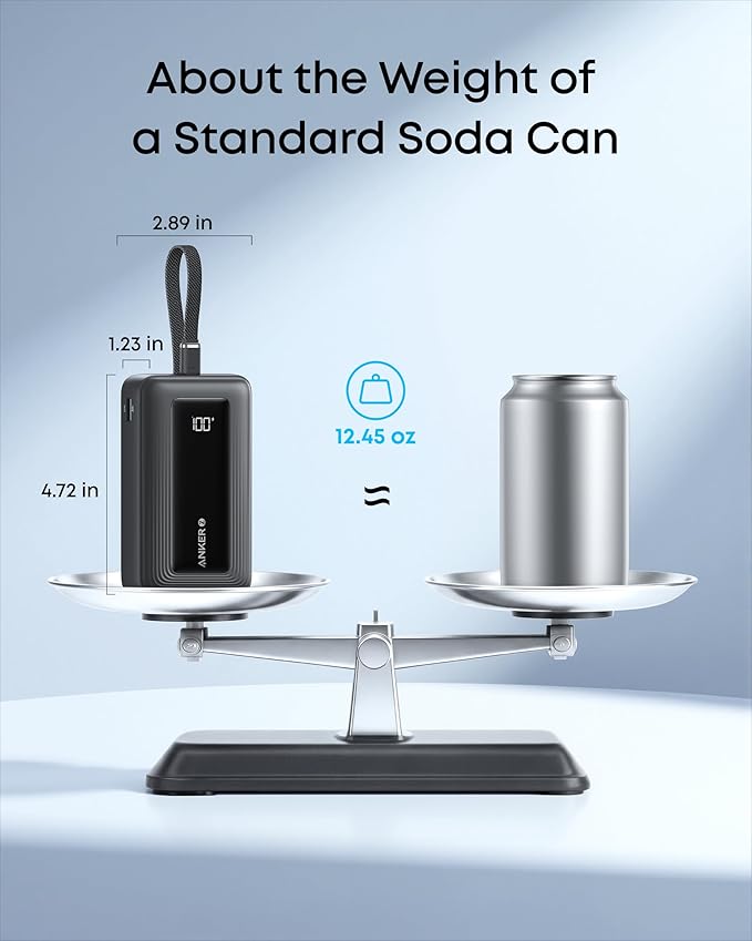 Anker Portable Charger, 10,000mAh 30W Power Bank, USB-C in and Out Fast Charging Battery Pack, Travel Essential Phone Power Bank, for iPhone 17/16, Galaxy and More (Blue, 10000, Milliamp Hours)