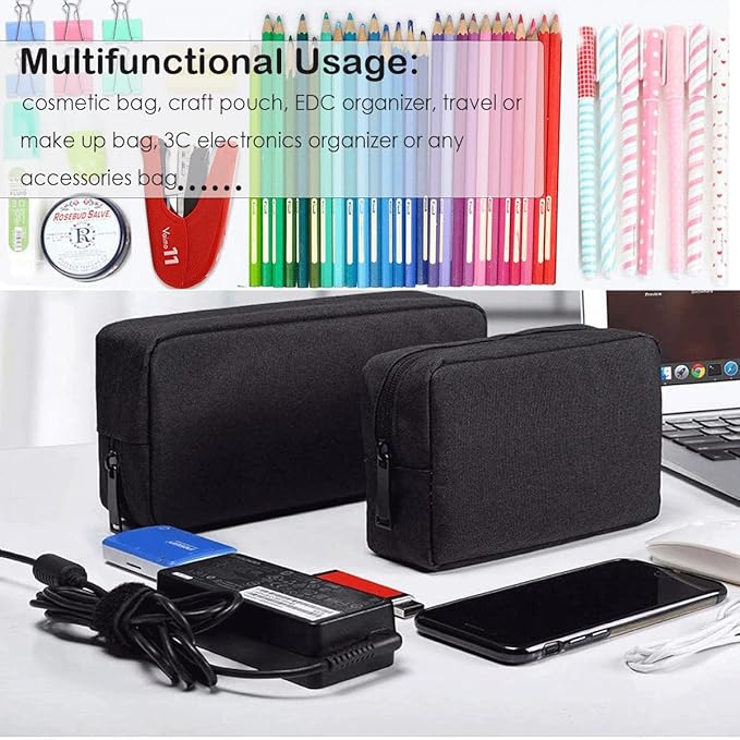 Electronics Organizer Travel Case, Cord Organizer Travel Cable Organizer Bag Waterproof Portable Accessories Case for Cable, Cord, Charger, Phone, Power Bank, Earphone (Small-Black)