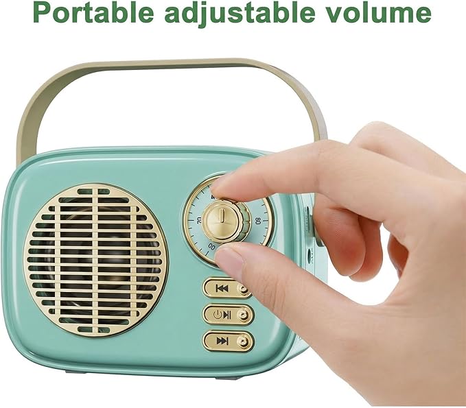 Retro Bluetooth Speaker, Vintage Decor, Gifts for Women Men Teen Girls,Portable Wireless Bluetooth Speaker, Cute Aesthetic Style for Office Kitchen Desk Bedroom Outdoor Support USB/TF Card/AUX (Blue)
