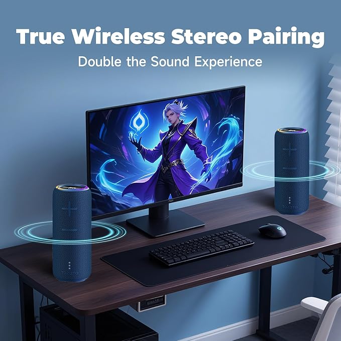 IPX7 Waterproof Bluetooth Speaker - 30W HD Sound, 8H Playtime, TWS Pairing, BT5.3, Portable for Pool/Beach/Shower,Birthday Gift, Valentines Day Gifts