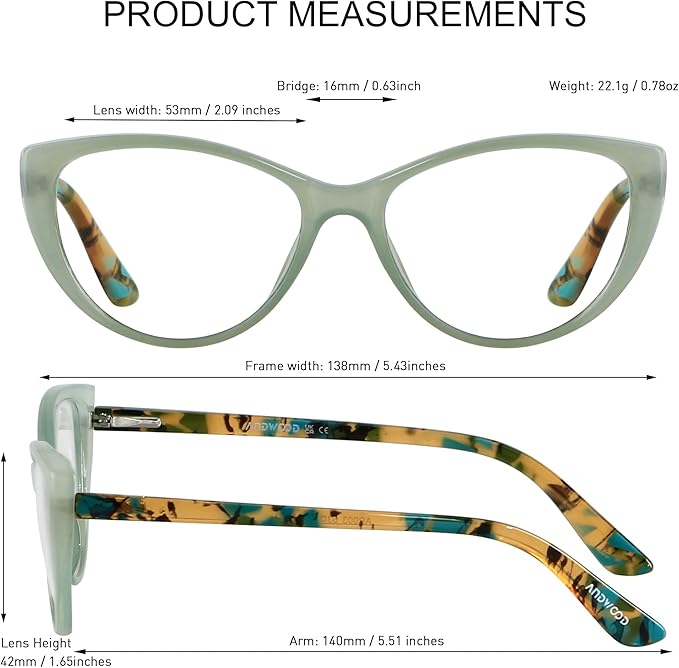 ANDWOOD Blue Light Blocking Glasses Women Bluelight Blocker Computer Cateye Clear Cat Eye Eyeglasses Frame AR003