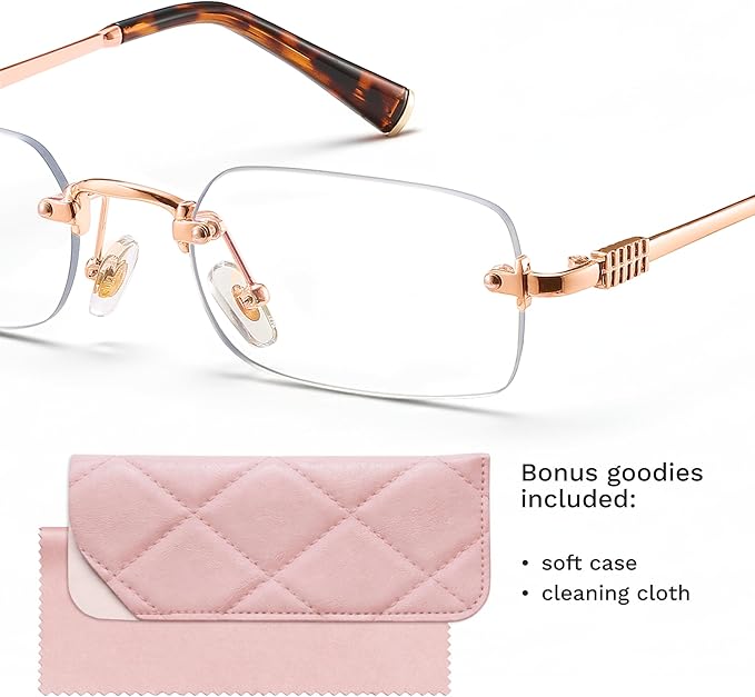 livho Blue Light Blocking Glasses for Women, Lightweight Metal Frame Computer Glasses, Anti Eye Strain, UV Protection
