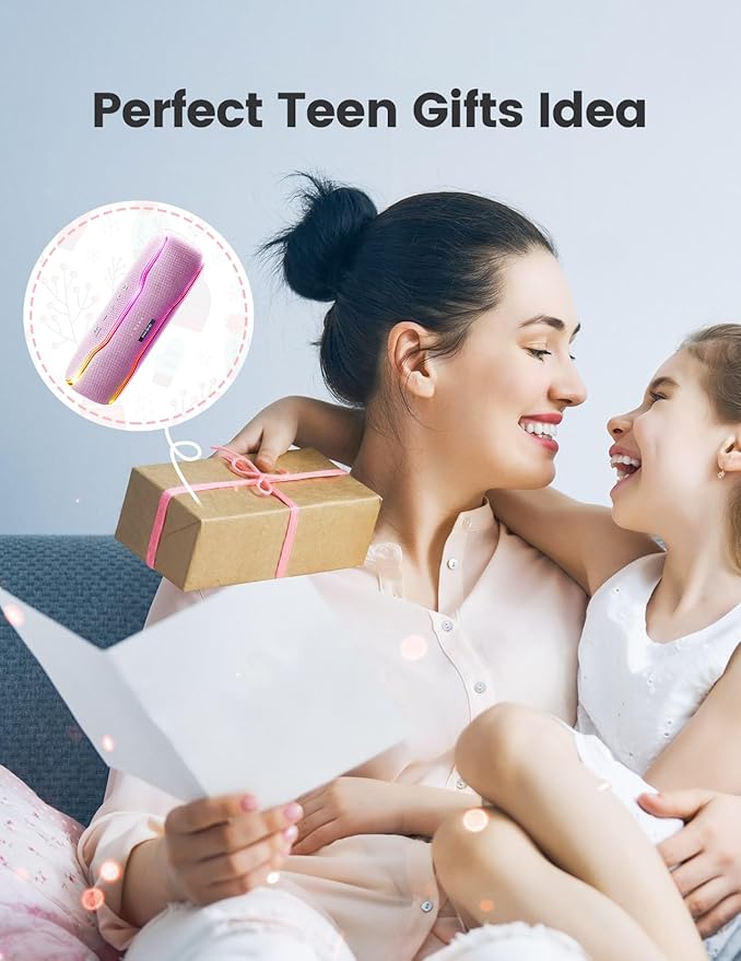 ERKEI SEHN Bluetooth Speaker, IPX7 Waterproof Wireless Speakers, Flashing Light, 25W Super Bass, 24H Playtime, Birthday Valentines Gifts for Him/Men, TWS Pairing, Beach Vacation Essentials, Pink