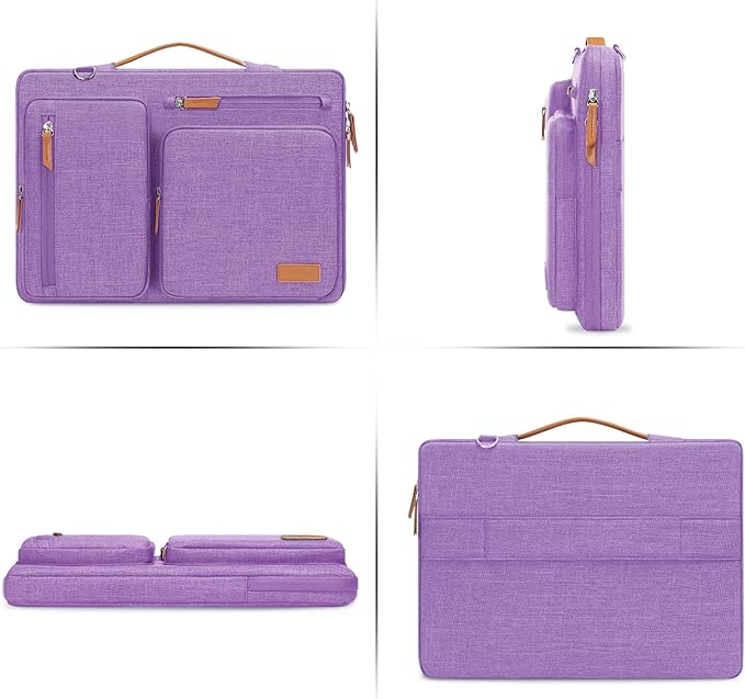 MOSISO 360 Protective Laptop Shoulder Bag,13 inch Computer Bags Compatible with MacBook Neo 13 inch 2026/Air M5 M4 M3 M2 M1/Pro 13 2026-2016,Side Open Messenger Bag with 4 Zipper Pockets, Lilac