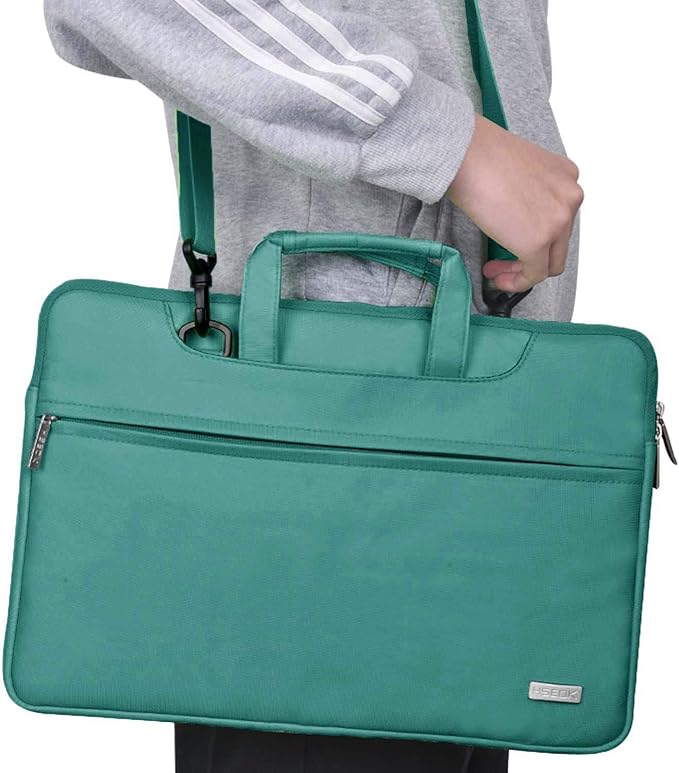 Hseok 17.3 Inch Laptop Shoulder Bag, Water-Resistant & Shockproof Protective Computer Case Compatible with 17.3 inch Dell Asus HP Lenovo Acer MSI Notebooks,Dark Green