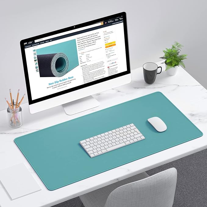 Dapesuom Large Gaming Mouse Pad, Extended Mouse Mat with Stitched Edges, Full Size Keyboard Pad with Non-Slip Base, Big XXL Computer Desk Mats for Gamer, Laptop, Office, 31.5 x 15.7in, Green