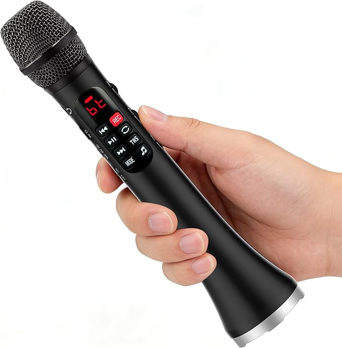 YF81 Wireless Bluetooth Microphone with 25W High Power, DSP Chip for Clear Sound, Dual Mic Connectivity for Duet Singing, One-Click Vocal Reduction for Karaoke, Portable Design with Loud Volume(Black)
