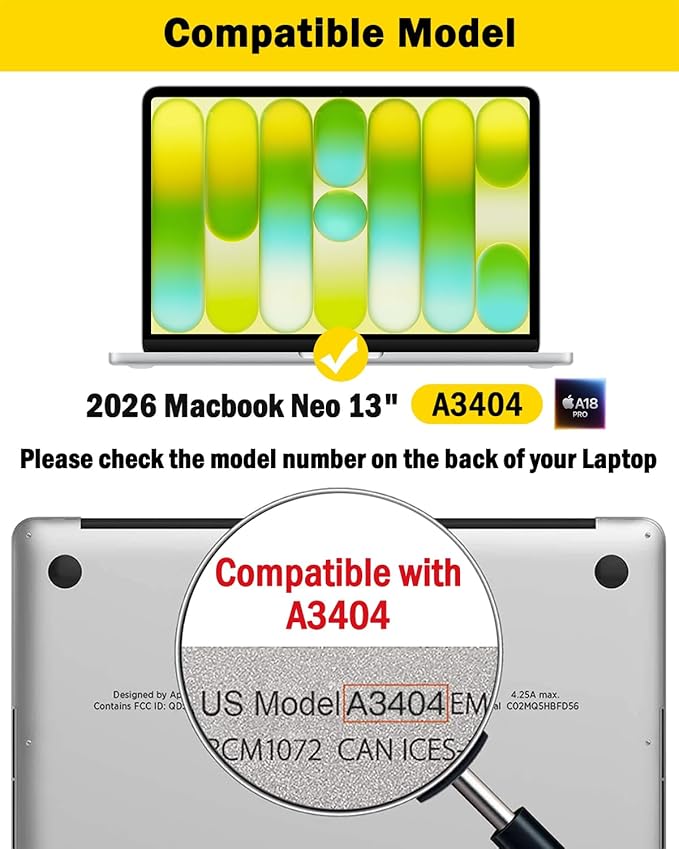 F FORITO 360° Privacy Screen Protector Compatible with 2026 MacBook Neo 13 inch A18 Pro Chip A3404 - Anti Blue Light Anti Glare and Scratch Resistant Laptop Privacy Screen Shield
