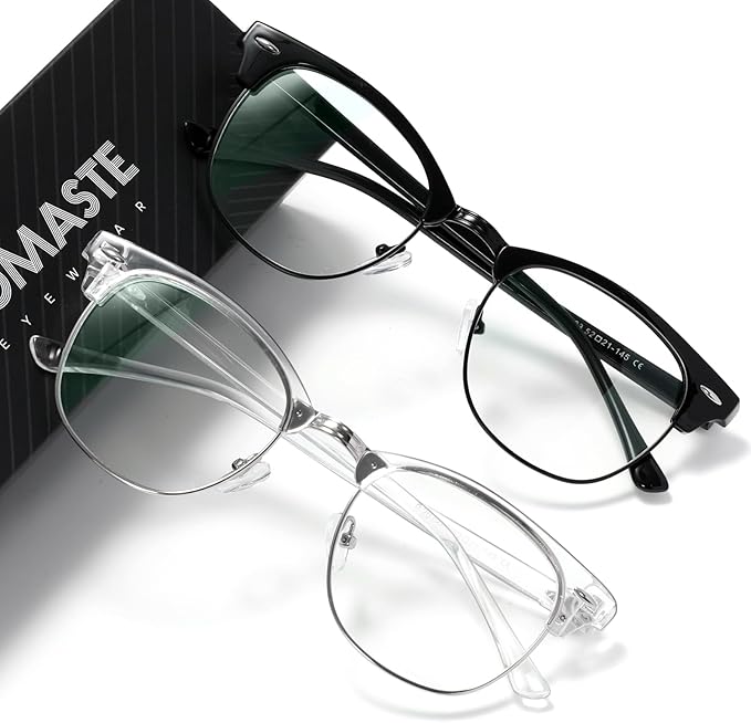 Blue Light Blocking Glasses Vintage Half Frame UV Clear Lens Anti Eyestrain Computer Gaming Glasses for Women Men