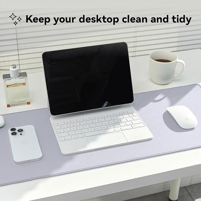 Waterproof Large Gaming Mouse Pad with Durable Stitched Edges, Non-Slip Rubber Base, Grainy Jacquard Mouse Mat Desk Pad for Home Office Gaming, 31.5''x11.8''x0.12'', Matte Light Gray