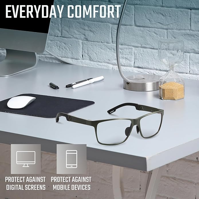 IBOANN Blue Light Glasses for Men - Lightweight Al-Mg Metal, Gaming Computer Blocking Glasses, Eye Protection Anti Eyestrain