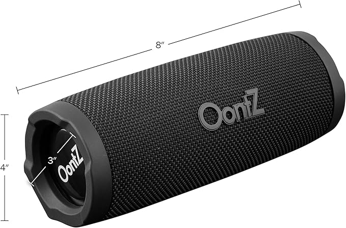OontZ Cylinder- Portable Bluetooth Speaker, 14 Watts, Deep Bass, Hi-Quality Sound, 100 Ft Wireless Range, IPX7 Waterproof, Shower, Home, Outdoor, Pool (Black)