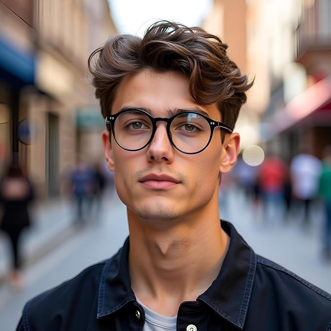 HJSTES Vintage Blue Light Glasses for Women Men Round Bluelight Blocking Glasses Thick TR90 Frame Eyeglasses