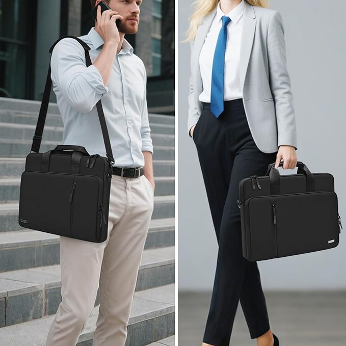 TECOOL 15.6 16 Inch Laptop Bag, 360 Protective Case Messenger Bag Computer Sleeve with Shoulder Strap Waterproof Briefcase for 15.6 16 Inch Acer ASUS Lenovo HP Dell Laptop, MacBook Pro 16, Black