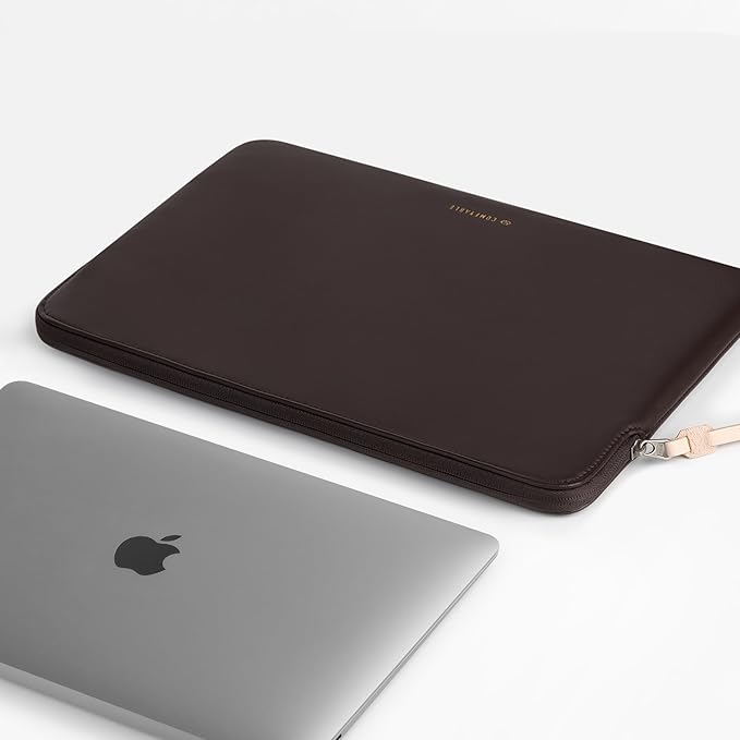 Comfyable Slim Laptop Sleeve Compatible with 13 Inch MacBook Air 13 in M5 M4 M3 M2, 13" MacBook Pro/Neo, PU Leather Bag Water-Resistant Cover Case, Chocolate