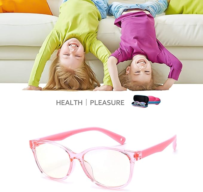 Blue Light Glasses for Kids Girls Boys with Cute Car Case, UV400 Protection, Anti Blue Ray Age3-12