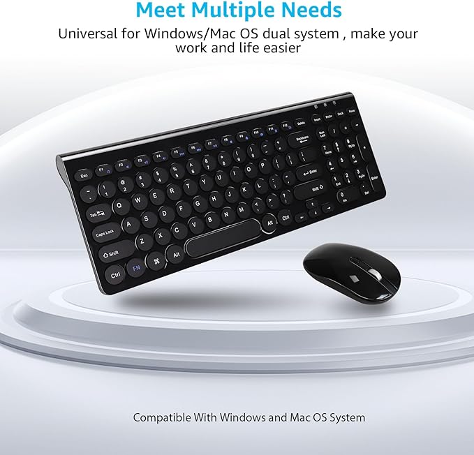 LeadsaiL Wireless Keyboard and Mouse Combo, Wireless USB Mouse and Computer Keyboard Set, Compact and Silent for Windows Laptop, Desktop, PC- Black