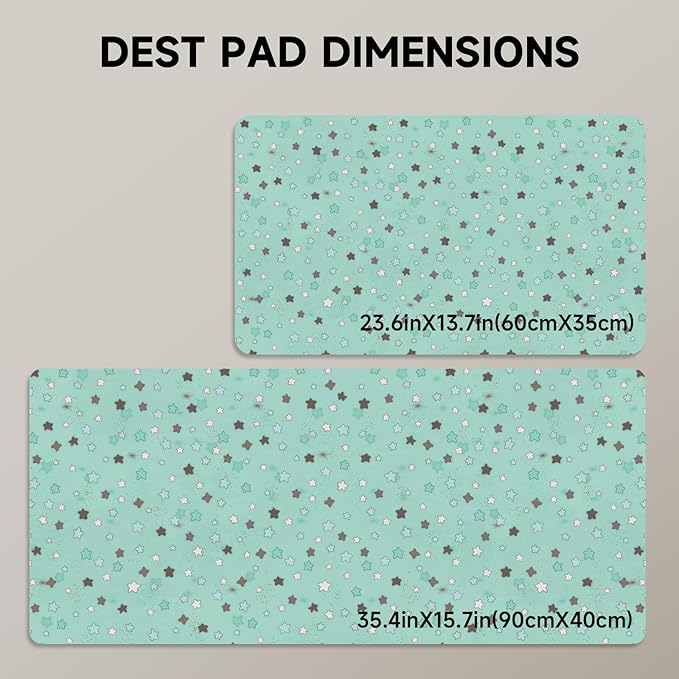 AUPET Leather Desk Pad Blotter Mat, Large Mouse Pad, Non-Slip Waterproof Desk Writing Pad Protector, Desk Decor for Office,Home,Gaming (Mint Chocalate Starry, 35.4X15.7 inch)