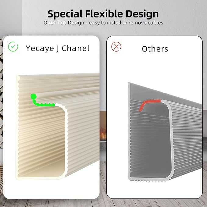 YECAYE 157in Cable Management, Cord Organizer,Easy Install Self-Adhesive Cable Organizer,Cord Management, Desk Wire Holder for Office Organization,Child and Pet Proofing, Beige - Image 7