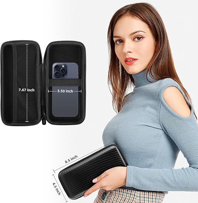 iMangoo Travel Essential Electronics Organizer Charger Case, Shockproof Dual Zipper Power Bank Cables Tech Accessories Pouch Purse, Men & Women Travel Must Have Storage Bag, 8.5x4.5x2 inch Fiber Black