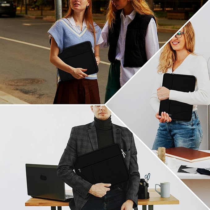 Laptop Case 14 inch, Slim Traveling Laptop Sleeve Cover with Zippered Pocket, Shockproof Protective Carrying Briefcase Computer Bag for 14" MacBook Air/Pro, HP, Dell, Lenovo, Acer, Black