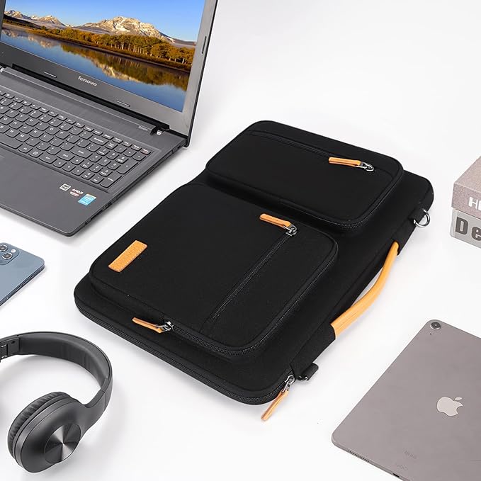DOMISO 15.6 inch Laptop Case Sleeve Protective Cover Compatible with MacBook Pro 16 M4 M3 M2/Pro Max,15.6-16 inch HP ASUS Dell Lenovo Chromebook,Waterproof Computer Bag with Shoulder Strap,Black