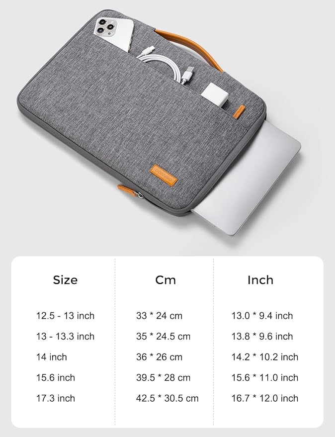 DOMISO Laptop Case Sleeve Protective Cover Compatible with MacBook Air 13 M4 M3 M2,MacBook Pro M2 M1,iPad Air/Pro,13 inch Dell,Lenovo, HP,Asus,Waterproof Computer Cases Bag with Handle,Grey