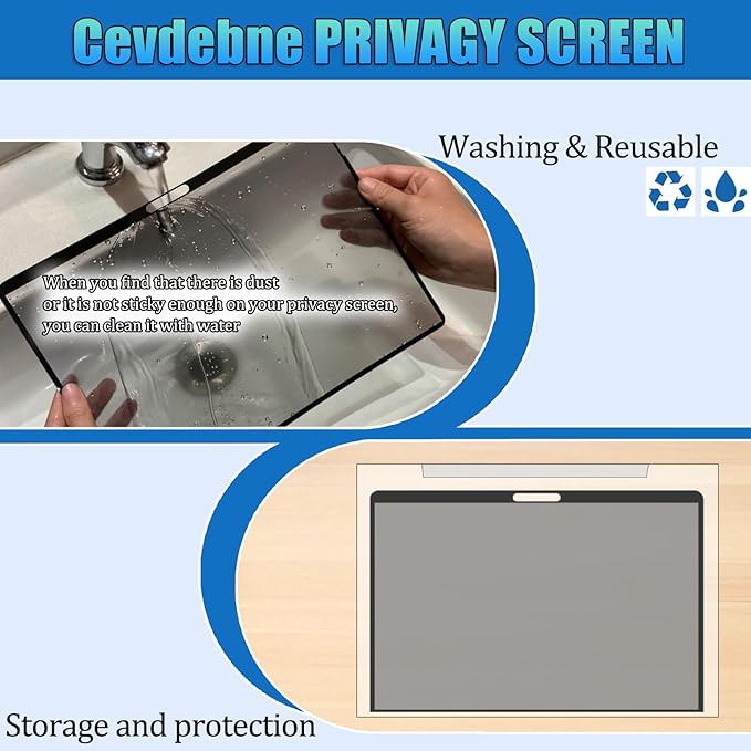 Nano-Suction Privacy Screen Protector for MacBook Pro 13 Inch (2016-2022, M1, M2) Removable Laptop Privacy Screen Shield Ultra-Thin Design
