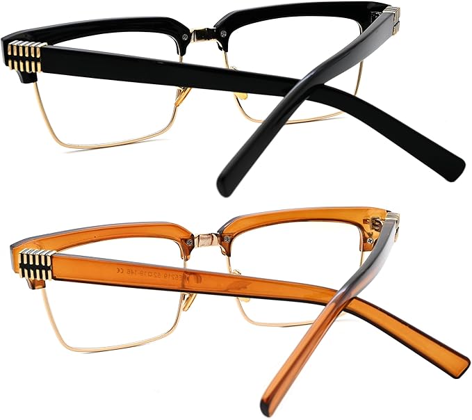 Semi Rimless Rectangle Blue Light Glasses Men Women Black Square Eyewear