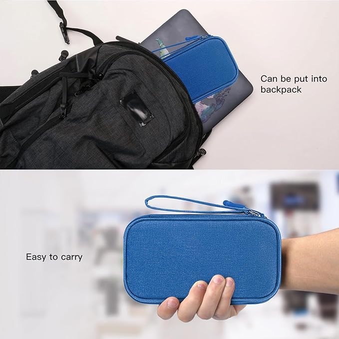 Cord Organizer Travel Cable Organizer Bag Tech Electronic Organizer Travel Case, Electronic Accessories Pouch Bag for Cable, USB, Cord, Charger, Phone, Power Bank, Earphone (Blue, Medium)
