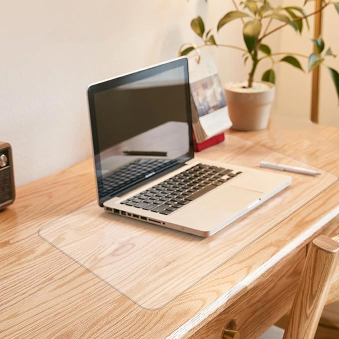 Clear Desk Mat, Non-Slip PVC Desk Protector Mat with Round Edge, Heat Resistant & Waterproof Clear Desk Writing Mat for Home and Office (35.4"*16.9")