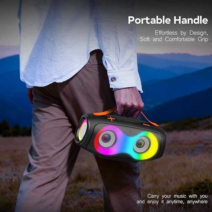 TENMIYA Portable Bluetooth Speaker,IPX5 Waterproof WirelessSpeaker with Dynamic Lights,TWS Pairing to 40W StereoSound,Bluetooth 5.0,20HPlaytime,Outdoor/Home SmallSpeakers as Gifts forTeens or Women