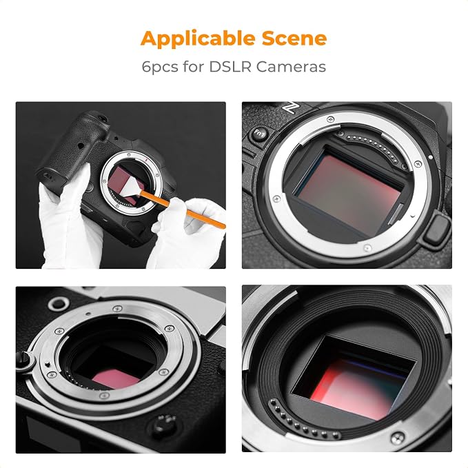 K&F CONCEPT 6 Pack APS-C Frame Sensors Cleaning Swabs, DSLR SLR Digital Camera Dry CCD CMOS Clean Swabs Compatible with Nikon Sony Canon DSLR Camera Sensor, 16mm x 20mm - Image 8