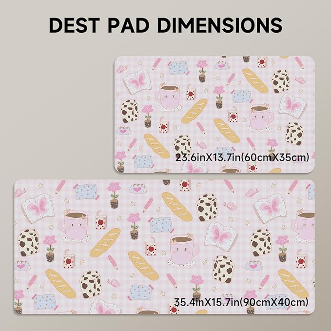 AUPET Leather Desk Pad Blotter Mat, Large Mouse Pad, Non-Slip Waterproof Desk Writing Pad Protector, Desk Decor for Office,Home,Gaming (Cute Daily Fragments, 35.4X15.7 inch)