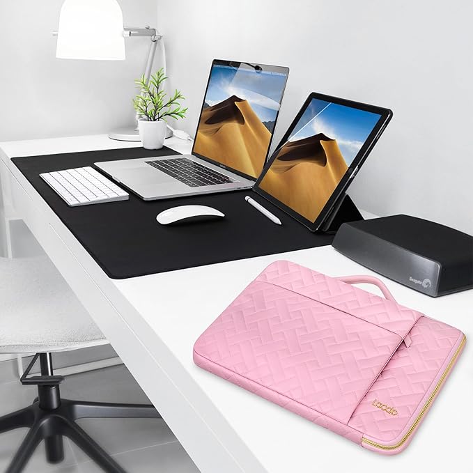 Lacdo 360° Protective 15-15.6 Inch Laptop Sleeve Case for Acer HP Dell ASUS Laptop, Acer Aspire 15, HP Pavilion/Envy 15, Dell Inspiron 15, ThinkPad/IdeaPad 15, ASUS Zenbook Computer Bag, Sakura Pink