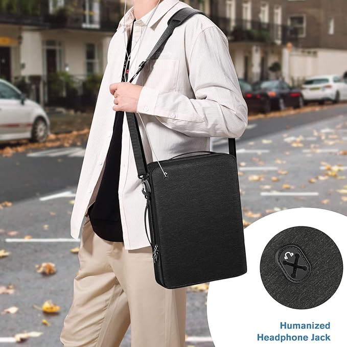 FINPAC 14-inch Laptop Shoulder Bag, Protective Computer Carrying Case Compatible with 15.3" MacBook Air M5/M4/M3/M2, 15-16" MacBook Air/Pro, Surface Laptop/Book, 14" HP/Dell/Acer/Chromebook, Black