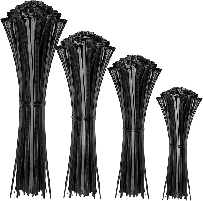 Cable Zip Ties,400 Pack Black Assorted Sizes 12+8+6+4 Inch,Multi-Purpose Self-Locking Nylon Cable Cord Management,Plastic Wire Ties for Home,Office,Garden,Workshop. By HAVE ME TD - Image 8