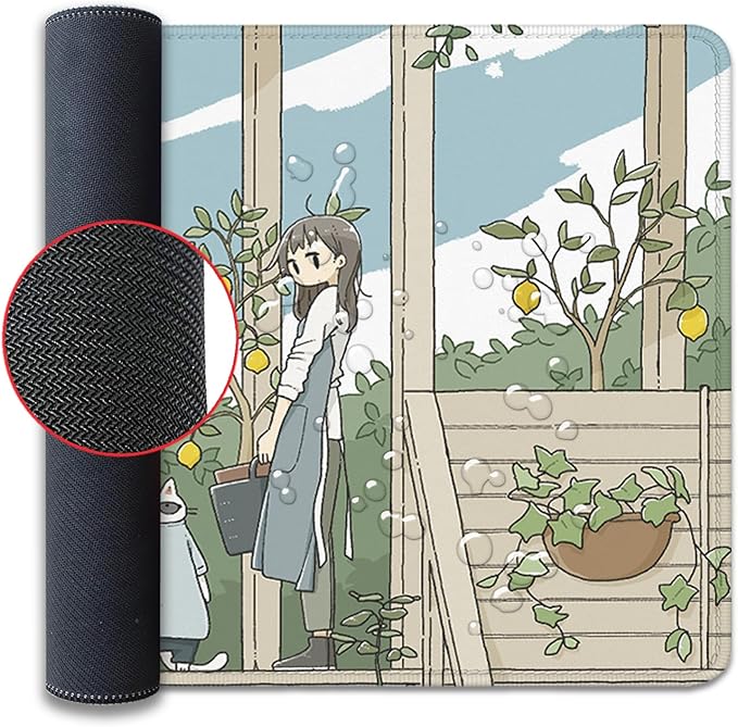 Cute Anime Mouse Pad,Japanese Street Mousepad Kawaii Gaming Large Desk Mats Extended Mouse Pad with Stitched Edges Aesthetics Scenery Village City Large Keyboard Mat for Office Home Work(27.5X11.8 in)