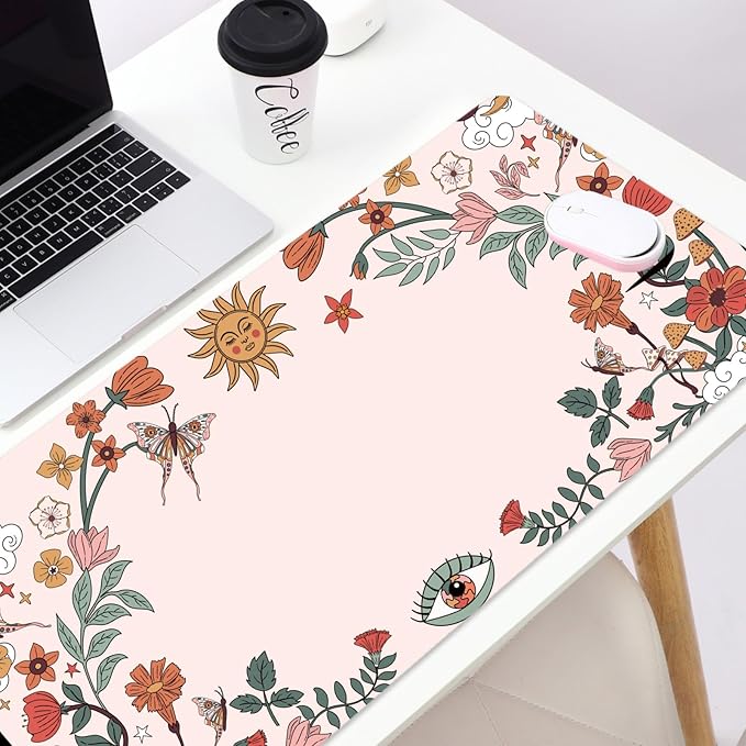 Boho Desk Mat for Keyboard and Mouse,Computer Desk Matt for Desktop,Large Mouse Pad for Desk,Desk Pads on Top of Desks 15.7"" x 31.5""