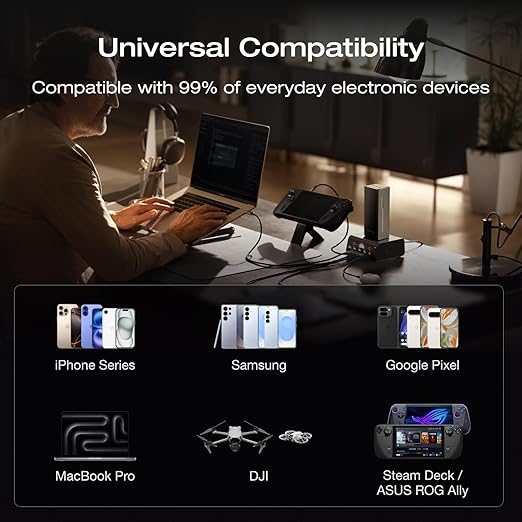 EF ECOFLOW Rapid Pro Power Bank, 20,000mAh 4-Port with 230W Max Output, Portable Charger with 100W Built-in Cable, TSA-Approved, App Control, for MacBook, iPhone 17/16 Series, Laptops, and More