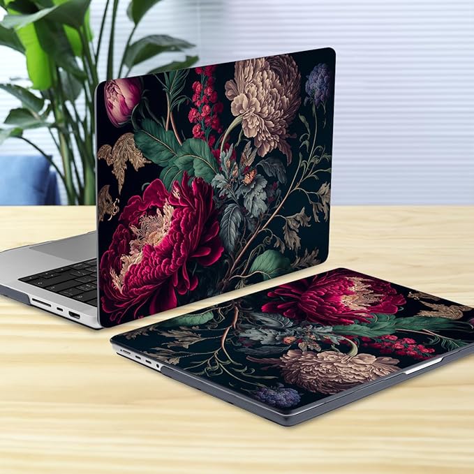 Batianda for MacBook Pro 14 Inch Case 2026-2021 Release M5 M4 M3 M2 M1 Pro/Max, 1.2mm Slim Graphic Hard Shell Cover with Keyboard Cover, Screen Protector 4-in-1 Bundle, Vintage Flower