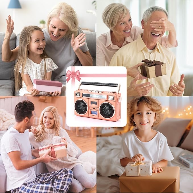 ANTPO Retro Vintage Radio Bluetooth Speakers Vintage Decor Small Wireless Speakers Stereo Radio Portable FM with Rich Bass Speakers Support TF Card for Home/Outdoor/Gift
