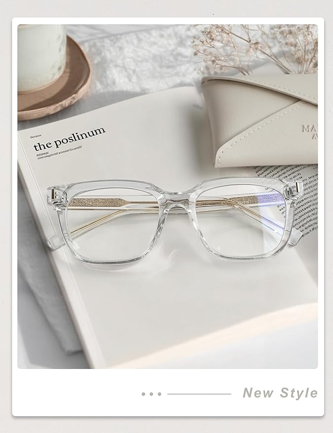 Madison Avenue Trendy Sqaure Blue Light Blocking Glasses for Women with Case, Stylish Anti Glare Glasses for Computer