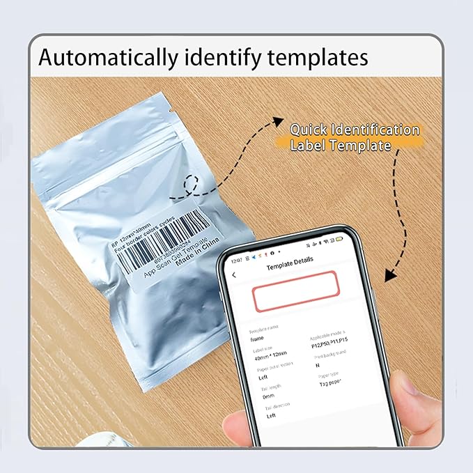 P15 Portable Bluetooth Label Maker Machine Versatile App with 1000+ Templates, Inkless Printer for Home, Kitchen, School, Office Organization, with 1 Waterproof Label, White