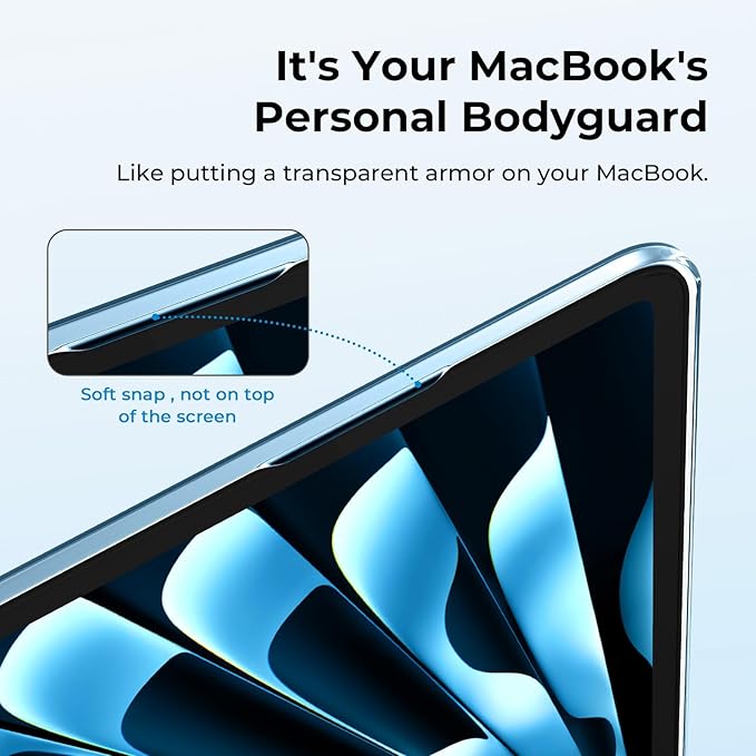 EooCoo Case Compatible with MacBook Air 13 inch M5 2026-2022 Release M4 M3 M2 A3449 A3240 A3113 A2681, Hard Shell&Keyboard Skin Cover&Screen Protector for Mac Air 13.6 inch, Gloss SkyBlue