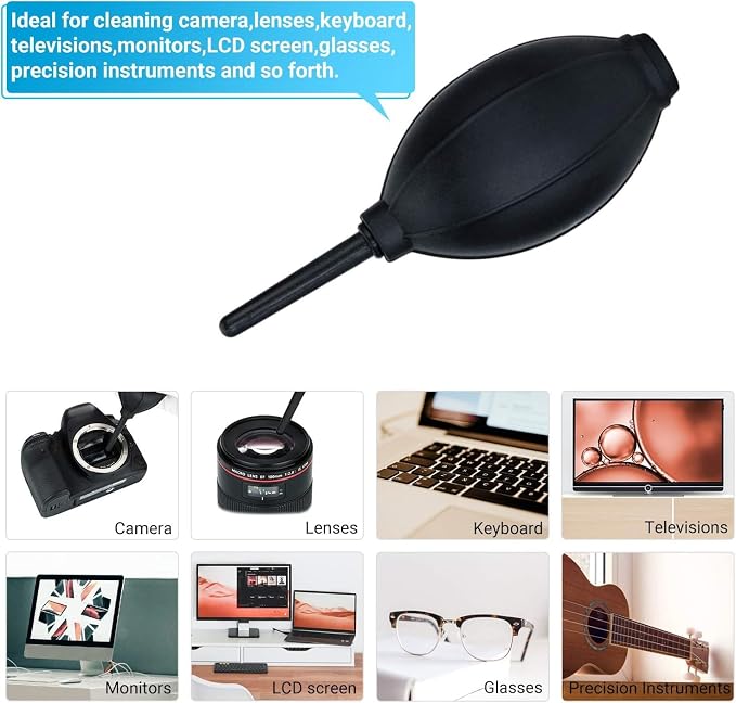 Dust Cleaner Strong Cleaning Air Blower for All DSLR Camera & Camcorders, Lens, LCD Screens, etc + Microfiber Cloth - Image 8