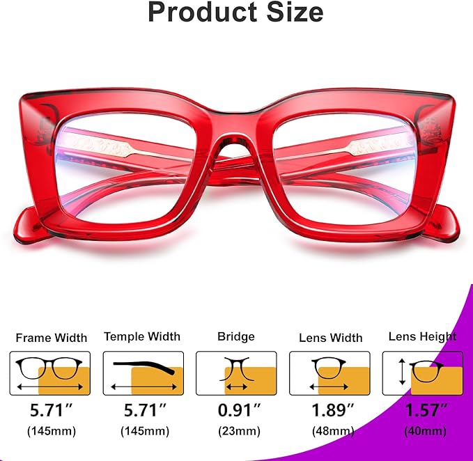 VISOONE Cat Eye Blue Light Blocking Glasses TR90 Anti-glare Women Calida